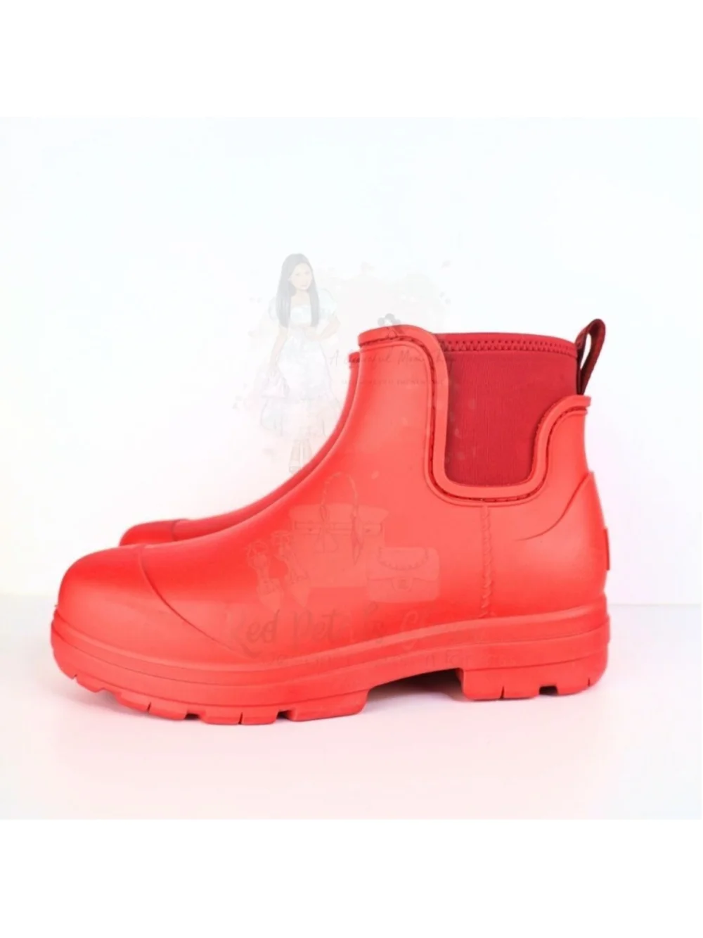 UGG Droplet Women's Rain Boot Shoes - Samba Red, Size 7